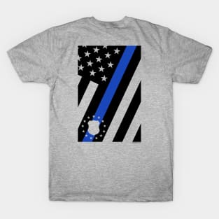 Blue Line Police Flag T-Shirt